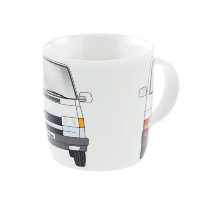 Afbeelding van BRISA VW Collection Volkswagen Combi Bus T4 Camper Van porseleinen koffiemok (New Bone China), theekop, grote mok voor keuken, werkplaats, camping, cadeau/souvenir (voor/wit)