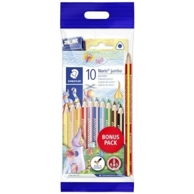 Afbeelding van Staedtler Kleurpotlood Noris® jumbo 128 Ergonomisch, Driehoek 61 SET8 Geel, Huidkleuren, Oranje, Rood, Violet, Blauw, Lichtblauw, Groen, Bruin, Zwart 10 stuk(s)