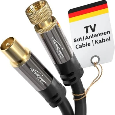 Afbeelding van KabelDirekt 5m HDTV satelliet/tv kabel (75 Ohm, F aansluiting &gt; coaxkabel, tv, HDTV, radio, DVB T2, C, S) Pro Series