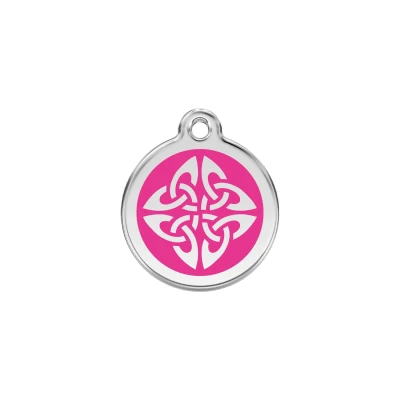 Afbeelding van Tribal Arrows Hot Pink roestvrijstalen hondenpenning small/klein dia. 2 cm RedDingo