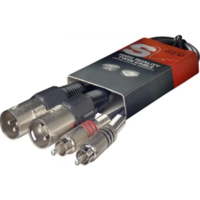 Afbeelding van Stagg STC060CMXM 60 cm 2x RCAm XLRm dubbele kabel, 0.6m, Zwart