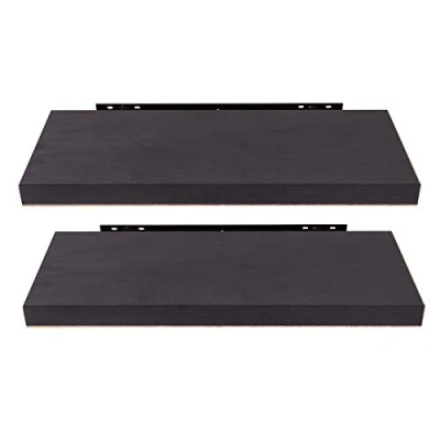 Afbeelding van EUGAD Set van 2 moderne houten wandplanken, 80 x 22,9 3,8 cm, zwart, donker hout 0126QJ
