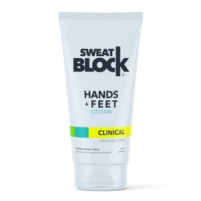 Afbeelding van SweatBlock anti transpirant lotion voor handen en voeten, bewezen om overmatig zweten te verminderen, zweet stinken, effectief veilig, voldoet aan Fda Sweat