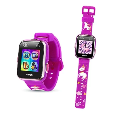 Afbeelding van VTech KidiZoom SmartWatch DX2 fuchsia eenhoorn, digitaal kinderhorloge, foto, selfie, video, verticaal touchscreen, high tech speelgoed, cadeau voor kinderen en jongeren van 5 jaar tot 13