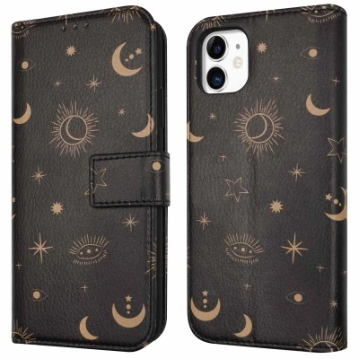 Afbeelding van iMoshion Hoesje Geschikt voor iPhone 11 Met Pasjeshouder Design Bookcase smartphone Zwart / Sky Black