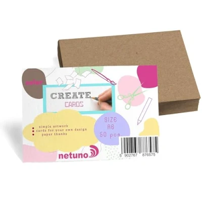 Afbeelding van Netuno 50 x bruin Bristol karton A6 105 148 mm 250 g kaart knutselpapier kleurrijk knutselkarton blanco kaarten gekleurde set doe het zelf creatieve