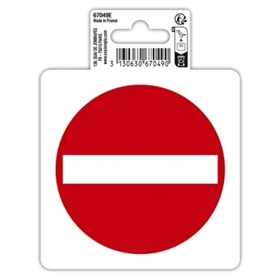 Image de Exacompta Réf. 67049E 1 pictogramme adhésif rond SENS INTERDIT En vinyle PVC traité anti dérapant et résistant aux UV Finition brillante Diamètre : 10 cm Coloris rouge