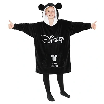 Afbeelding van Disney Hoodie voor kinderen, oversized, plaid, jongeren, Stitch, Mickey Minnie, zwart.