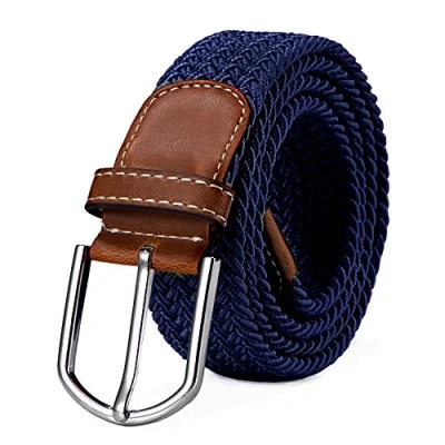 Afbeelding van Riem van rekbare stof, gevlochten, elastisch, voor dames en heren, lengte 100 cm tot 120 cm, Donkerblauw