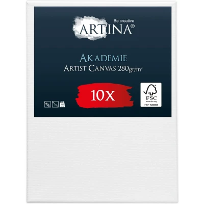 Afbeelding van Artina Akademie Set van 10 Schilderdoeken Canvas 30x40 cm Spieraam FSC® Hout Wit 100% Katoen 280 g/m136