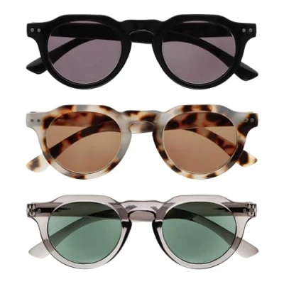 Afbeelding van OPULIZE RIO Lunettes de Lecture Solaires Monture Plate Protection UV400 Hommes Femmes Charnières à Ressort S53, Noir, Écaille Tortue Marron, Gris, +2.50 Magnification