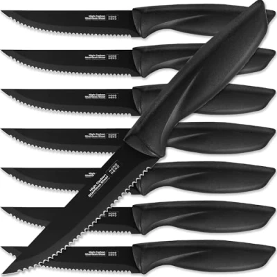 Afbeelding van Premium Steakmessen Set van 8 Roestvrijstalen Gekartelde Steakmessenset delige 21.6 cm Dinermessen Steak Knives