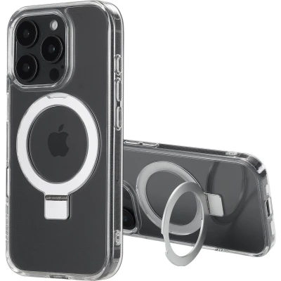 Afbeelding van Accezz Hoesje Geschikt voor iPhone 16 Pro Ring Stand Backcover MagSafe Transparant