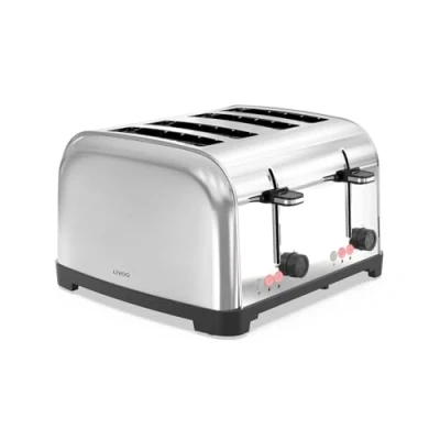 Afbeelding van Livoo DOD197 broodrooster met 4 sleuven 3 cm brede sleuf, 1500 1700 W, functies, 2 onafhankelijke instelbare thermostaten (7 standen)