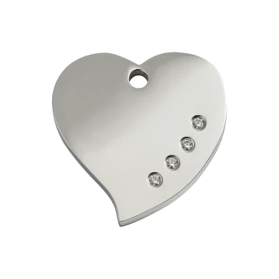 Afbeelding van Heart Swarovski hondenpenning medium/gemiddeld 2,2 cm x 3,1 RedDingo