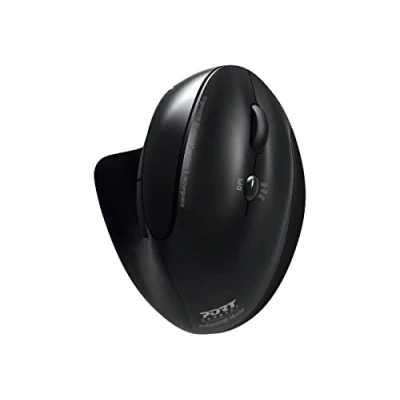 Image de PORT Connect Professional Souris verticale ergonomique pour droitiers optique 5 boutons sans fil 2.4 GHz, Bluetooth 3.0, 5.0 récepteurs USB / C