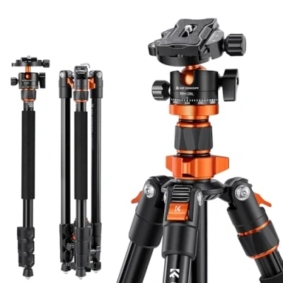 Afbeelding van Camera Tripod 79&quot;/200cm, K&amp;F Concept DSLR Tripods Aluminum Travel Vlog Monopod with 360 Panorama Ball Head 1/4&quot; Quick Release Plate Carrying Case Loading Up to 17.6lbs/8kg for Canon Nikon Sony