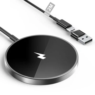 Afbeelding van iPhone inductielader, 15 W, Mag Safe snellader, draadloze oplader voor 16/16 Pro/16 Pro Max/15/14/13/12/11/X/XS/SE/XR/AirPods AirPods 3/2/Pro, zwart