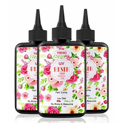 Afbeelding van YIEHO 300 g uv hars, transparant, hard, voor sieraden, kunsthandwerk, doe het zelf, epoxyhars, maken van handwerk