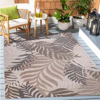 Afbeelding van Binnen en Buiten Vloerkleed Floral Outdoor Laagpolig Tapijt Creme 80x150 cm