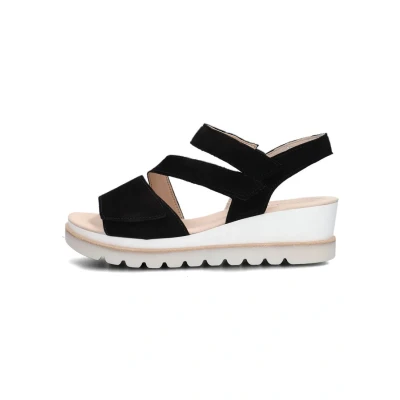 Afbeelding van Gabor Sandalen met sleehak, Dames, Maat: 40, Zwart Veloursleer