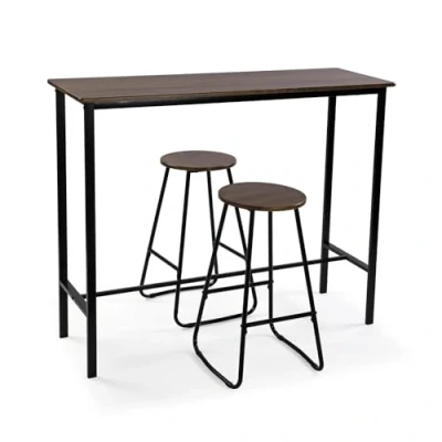 Afbeelding van Tafel met twee stoelen Versa Zwart PVC Metaal Hout MDF 40 x 120 100 cm