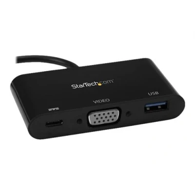 Image de StarTech.com adaptateur multifonction USB C vers VGA Convertisseur Type de voyage avec port A et Power Delivery vidéo externe noir