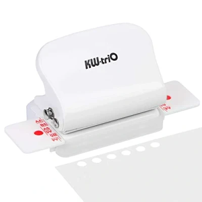 Afbeelding van REAQUE Ordnerperforator, 6 gaten, metalen perforator, voor 5 vellen, papierformaten A4/A5/B5, klein en draagbaar, eenvoudig te bedienen