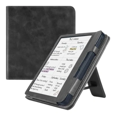 Afbeelding van Case2go E reader hoes geschikt voor Kobo Libra Colour Sleepcover Auto/Wake functie Met handstrap Zwart