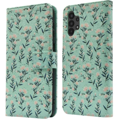 Afbeelding van imoshion Hoesje Geschikt voor Samsung Galaxy A13 (4G) Met Pasjeshouder Design Bookcase smartphone Meerkleurig / Blue Flowers