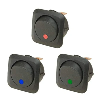 Afbeelding van 3 stuks 25 mm tuimelschakelaar voor auto, 12 V, A, ledverlichting, blauw/rood/groen, aan/uit schakelaar