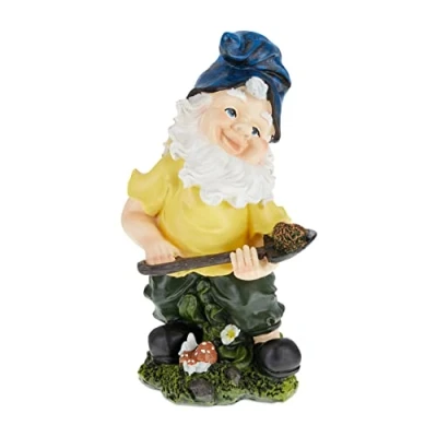 Afbeelding van Relaxdays Tuindwerg met schep, weerbestendig, vorstbestendig, H x D: 32 17 15 cm, kunstmatige elfjesfiguur, meerkleurig