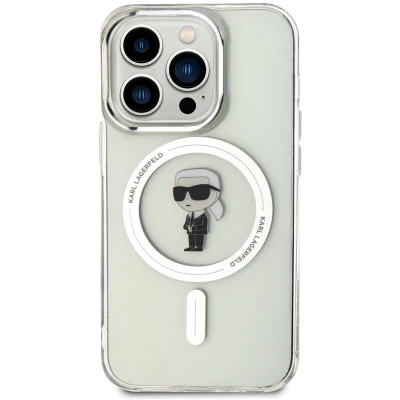 Afbeelding van Karl Lagerfeld IML Ikonik MagSafe hoesje voor iPhone 15 Pro transparant