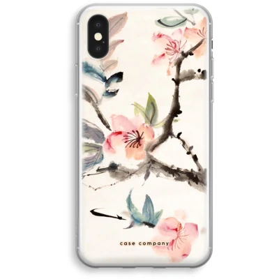 Afbeelding van Case Company® hoesje geschikt voor iPhone X Japanse bloemen Soft Cover Telefoonhoesje Bescherming aan alle Kanten en Schermrand