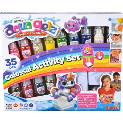 Afbeelding van Aqua Gelz Colossal Set, 13 flesjes kleurgel, elk 30ml, 16 mallen, 6x additief, vanaf 8 jaar Hobbypakket
