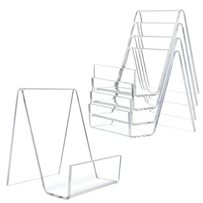 Afbeelding van Belle Vous 5 Pak Doorzichtig Acryl Boekenstandaards met Randen B7,5 x H10,5 cm Transparante Display Ezel/ Houder voor Boeken, Muziekbladen, Notitieboeken, Tafelaanduiding, Kunst en Afbeeldingen