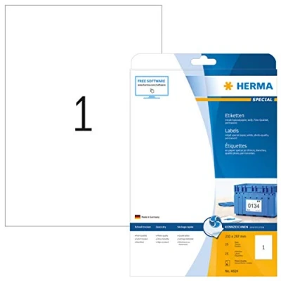 Afbeelding van Etiket HERMA 4824 210x297mm A4 wit 25stuks
