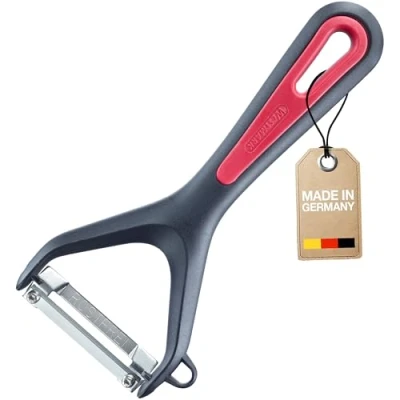 Afbeelding van Westmark Groente en aspergeschiller met uitsteker, Gallant, roestvrijstalen mes, mesbeschermer, kleur: zwart/rood, 29072270