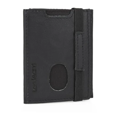 Afbeelding van Lois portemonnee voor heren van zacht leer, klein formaat kleine met meerdere vakken, anti RFID. Lederen kaarthouder 205202, zwart