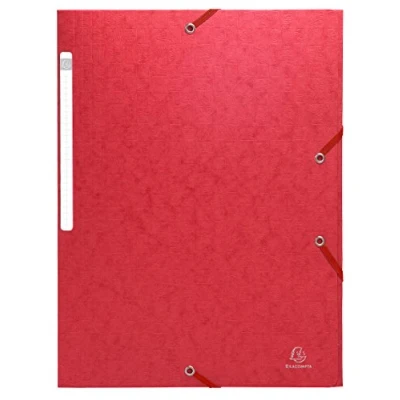 Afbeelding van Exacompta. Elastiekmappen, glanzend, 3 kleppen, eendelig, rood, 10 stuks