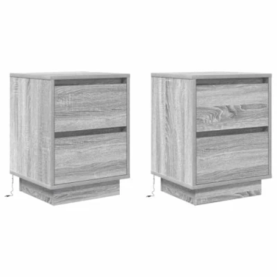 Afbeelding van vidaXL Nachtkastjes met LED 2 st 38x34x50 cm grijs sonoma