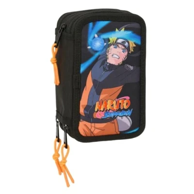 Afbeelding van Driedubbele Pennenzak Naruto Zwart 12,5 x 19,5 5,5 cm 37 Onderdelen