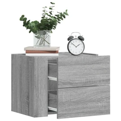 Afbeelding van Nachtkastjes 2 st wandgemonteerd 45x30x35 cm grijs sonoma eiken