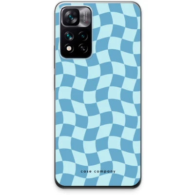 Afbeelding van Case Company® hoesje geschikt voor Xiaomi 11i Grid Blauw Soft Cover Telefoonhoesje Bescherming aan alle Kanten en Schermrand