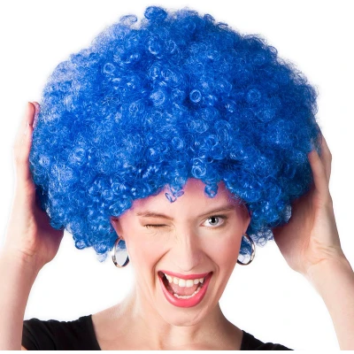 Afbeelding van Boland Pruik Groove Blauw Afro Kort Unisex Danser/danseres 70&#039;s, 80&#039;s &amp; 90&#039;s Disco