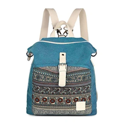 Afbeelding van EVEOUT Uniseks Schouderrugzak Canvas College Zakelijke Rugzak voor Mannen Werk School Reizen Wandelen Camping Daypacks, D blauw, Eenheidsmaat