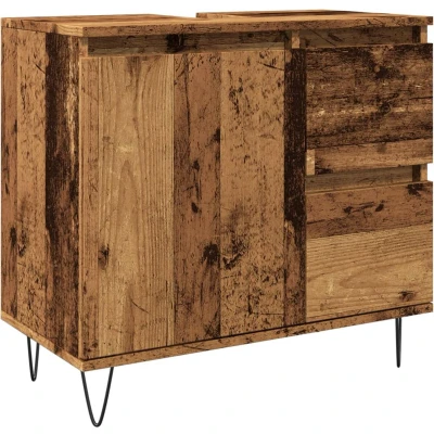 Afbeelding van Badkamerkast 65x33x60 cm bewerkt hout oud houtkleurig