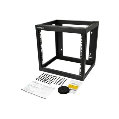 Image de StarTech.com Rack serveur mural 9U à cadre ouvert Profondeur de 45,7 cm 2 montants montable sur mur noir 19&quot;