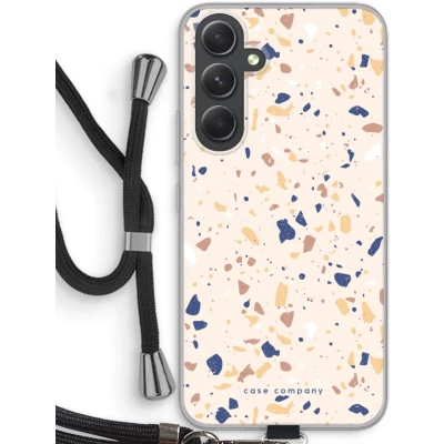 Afbeelding van Case Company® hoesje met Koord geschikt voor Samsung Galaxy A54 Terrazzo N23 Telefoonhoesje Zwart Bescherming aan alle Kanten en Over de Schermrand