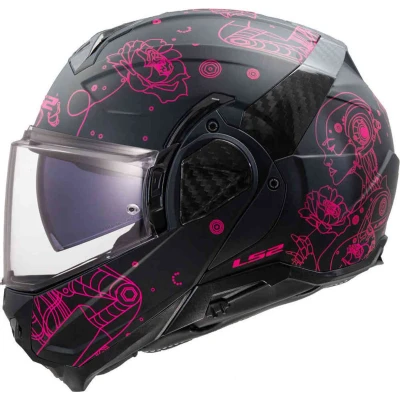 Afbeelding van LS2 FF910 Advant II Sophia Zwart Roze Systeemhelm Maat 2XL Helm